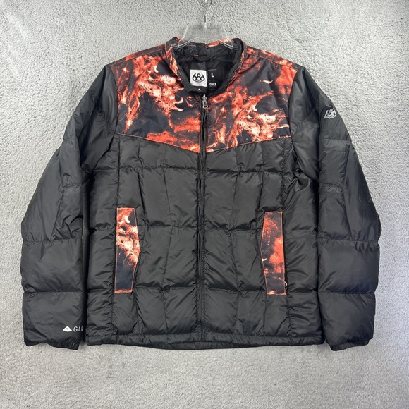 686 Jacket Mens Large Black‎ Orange GLCR Puffer Bubble Ripstop Snowboard Ski NEW - Picture 1 of 8